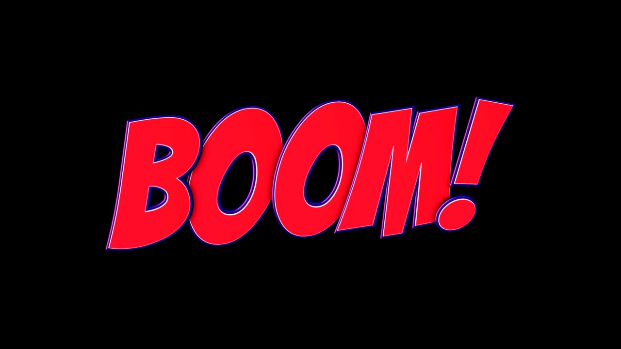 boom texto cómico y animación de globo de habla, con alfa mate, bucle