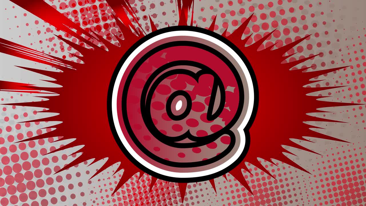 el signo, el correo electrónico, el correo, el símbolo de internet, el cartel de movimiento, el texto de la palabra del cómic animado 4k