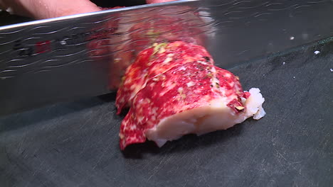 preparing a lobster tail
