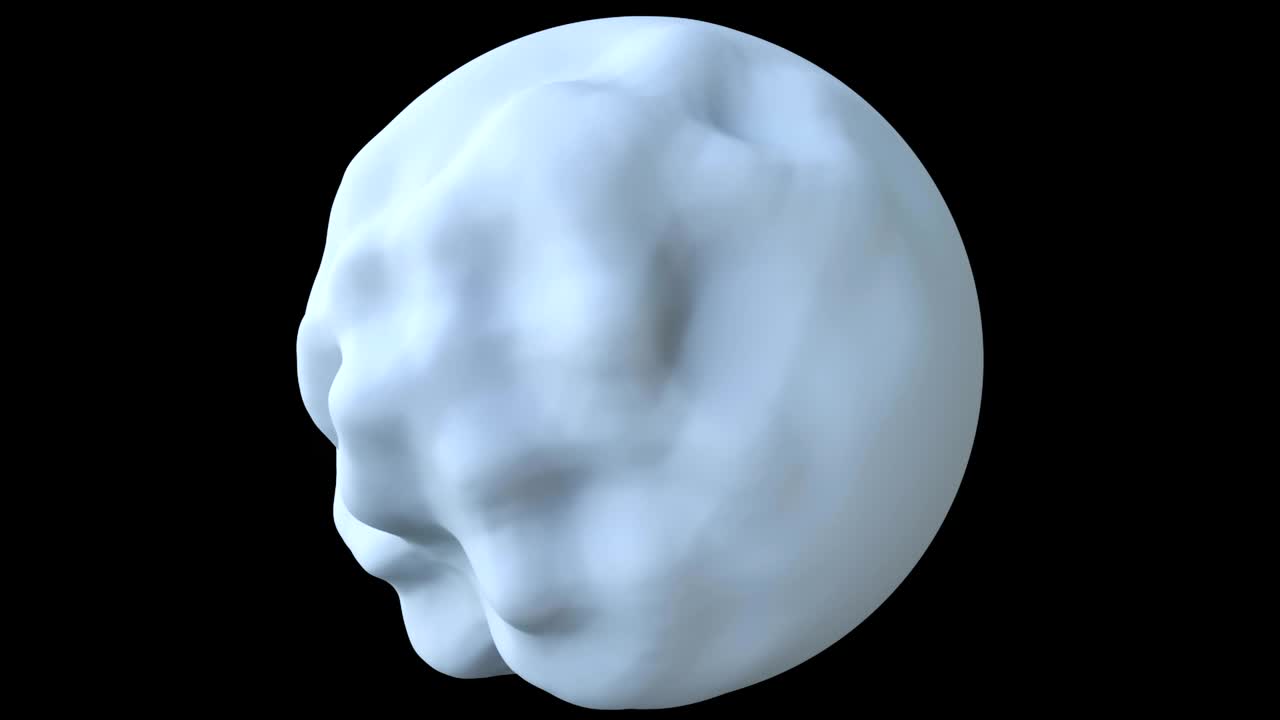 3D abstraktní koule s deformací je v temném prostoru, 3D renderované počítačově generované pozadí
