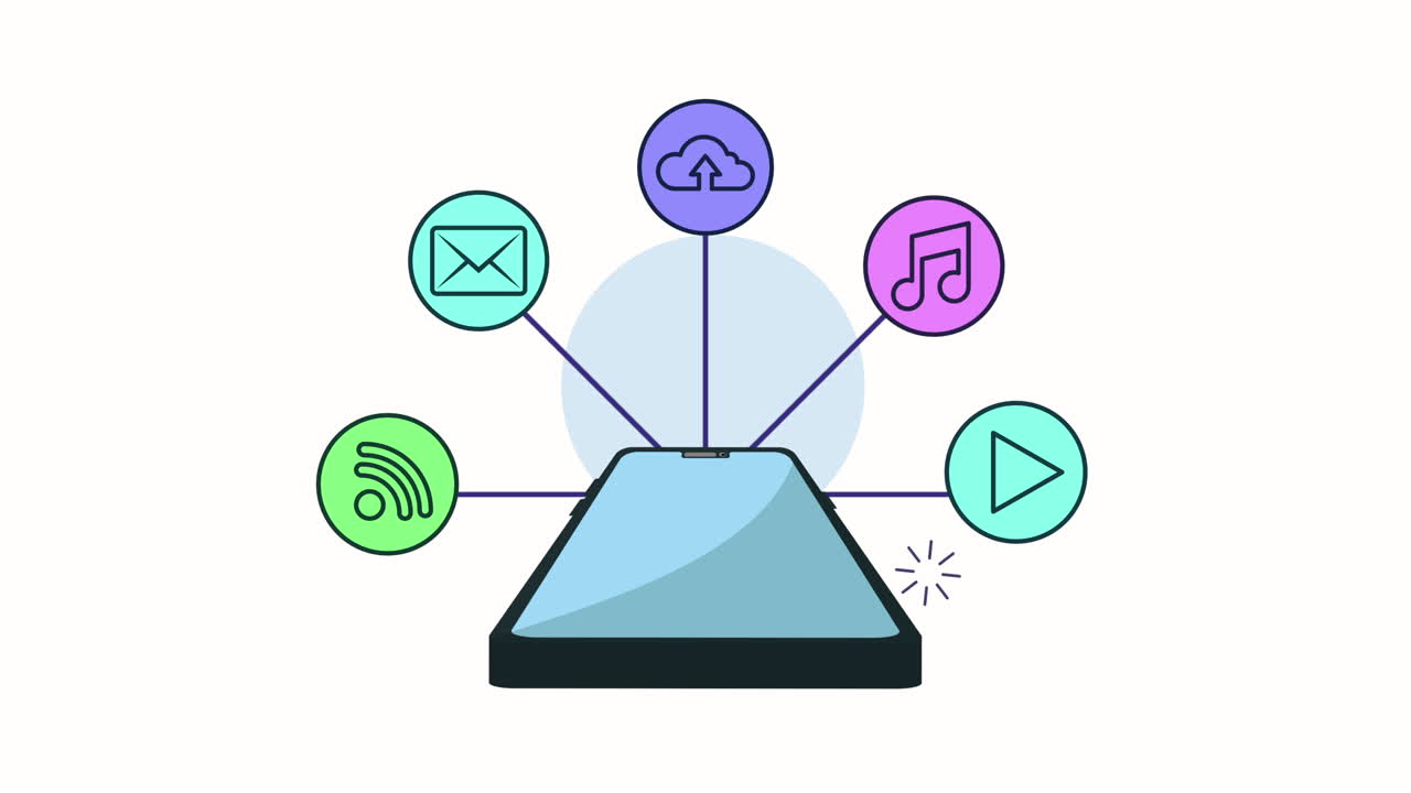 소셜 미디어 마케팅 애니메이션을 가진 스마트폰