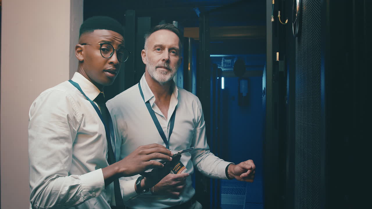 dos hombres usando una tableta digital mientras trabajan