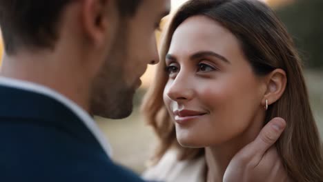 close-up romantic couple portrait