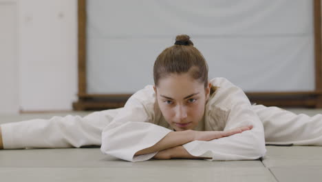 young woman stretching