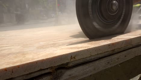 the process of cutting terracotta using grinders