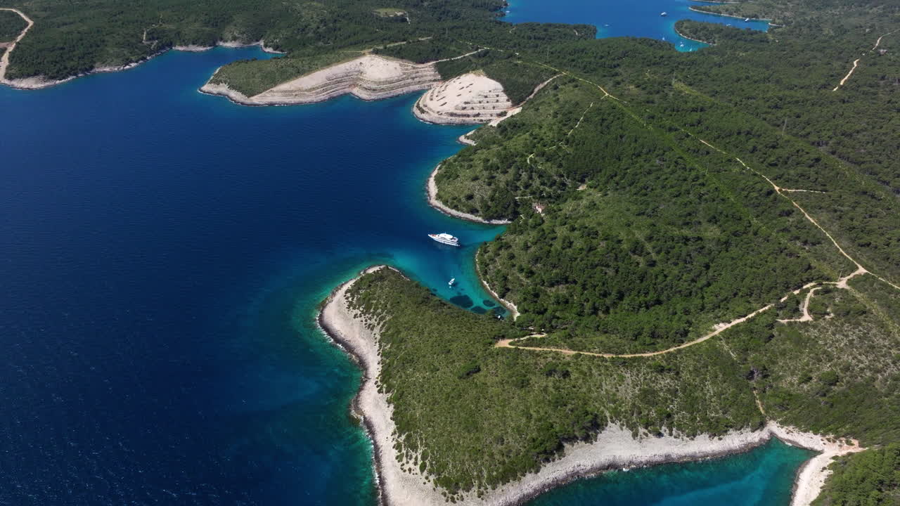 Aerial View Of Pakleni Islands Surrounded By Tranquil Blue Waters In Croatia