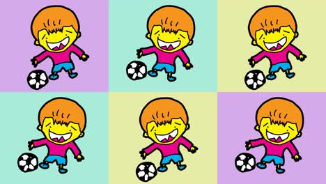 kids drawing pop art seamless background with theme of soccer player