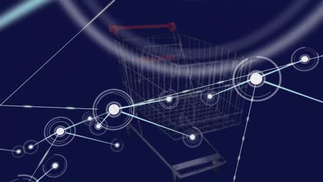 Animation-of-network-of-connections-over-shopping-cart