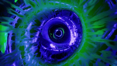 vj loop green and blue cold mirrored tunnel