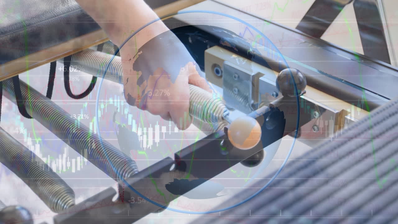 데이터 처리 및 지구상의 카우카스 여성 스포츠 선수 운동의 애니메이션