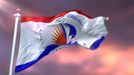 bandera de fort lauderdale al atardecer, florida, estados unidos de américa - bucle