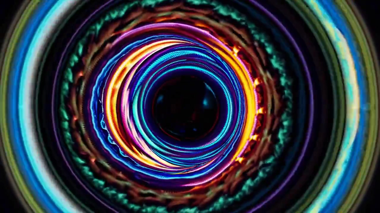 Tunnel astratto dinamico di luci al neon vorticose