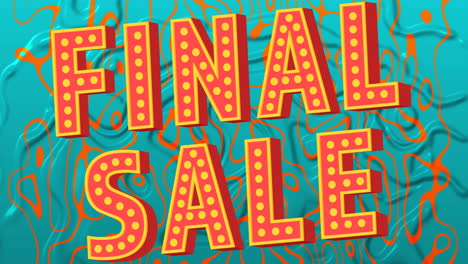 animation of final sale text in red with white dots on blue liquid background