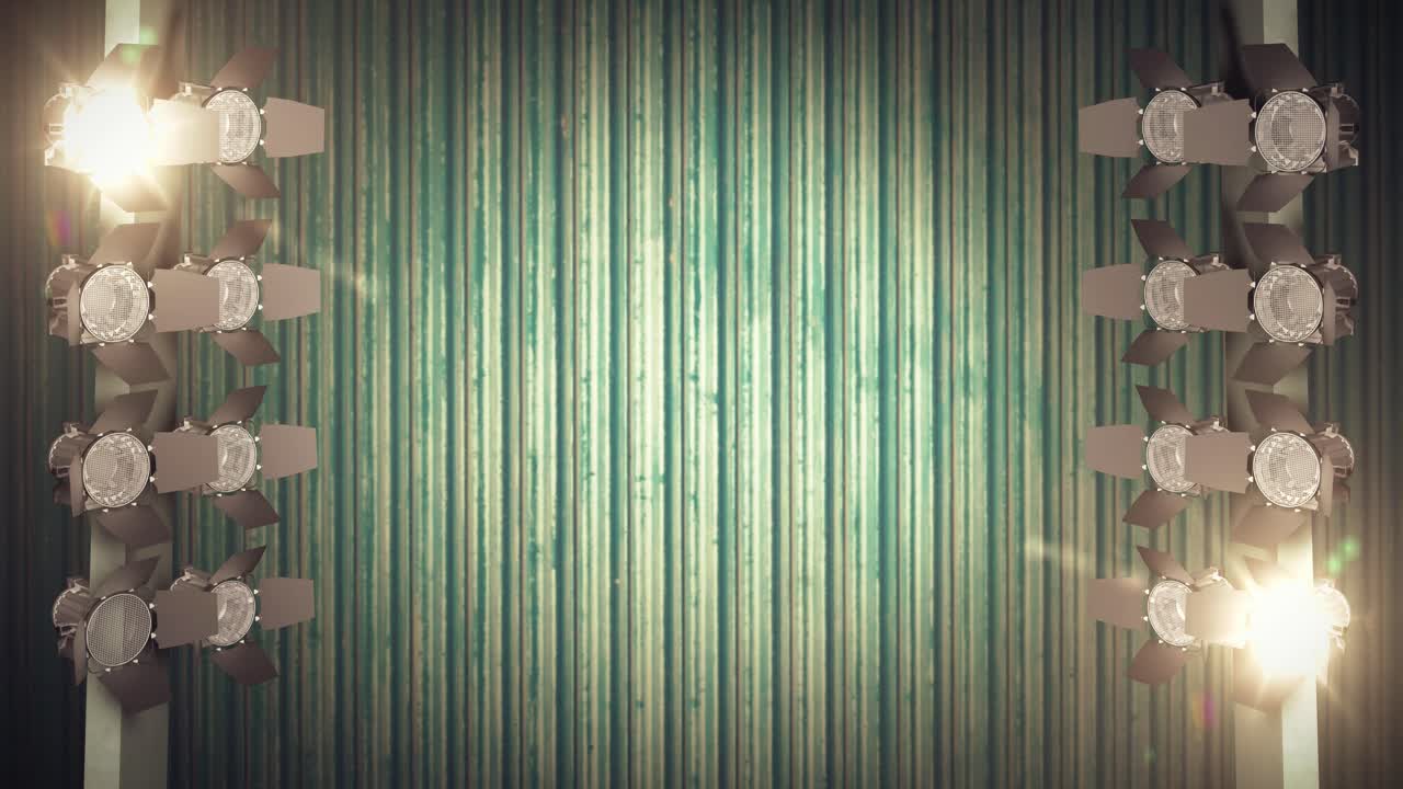 무대에서 스포트라이트를 깜박이는 조명 루프 깜박임