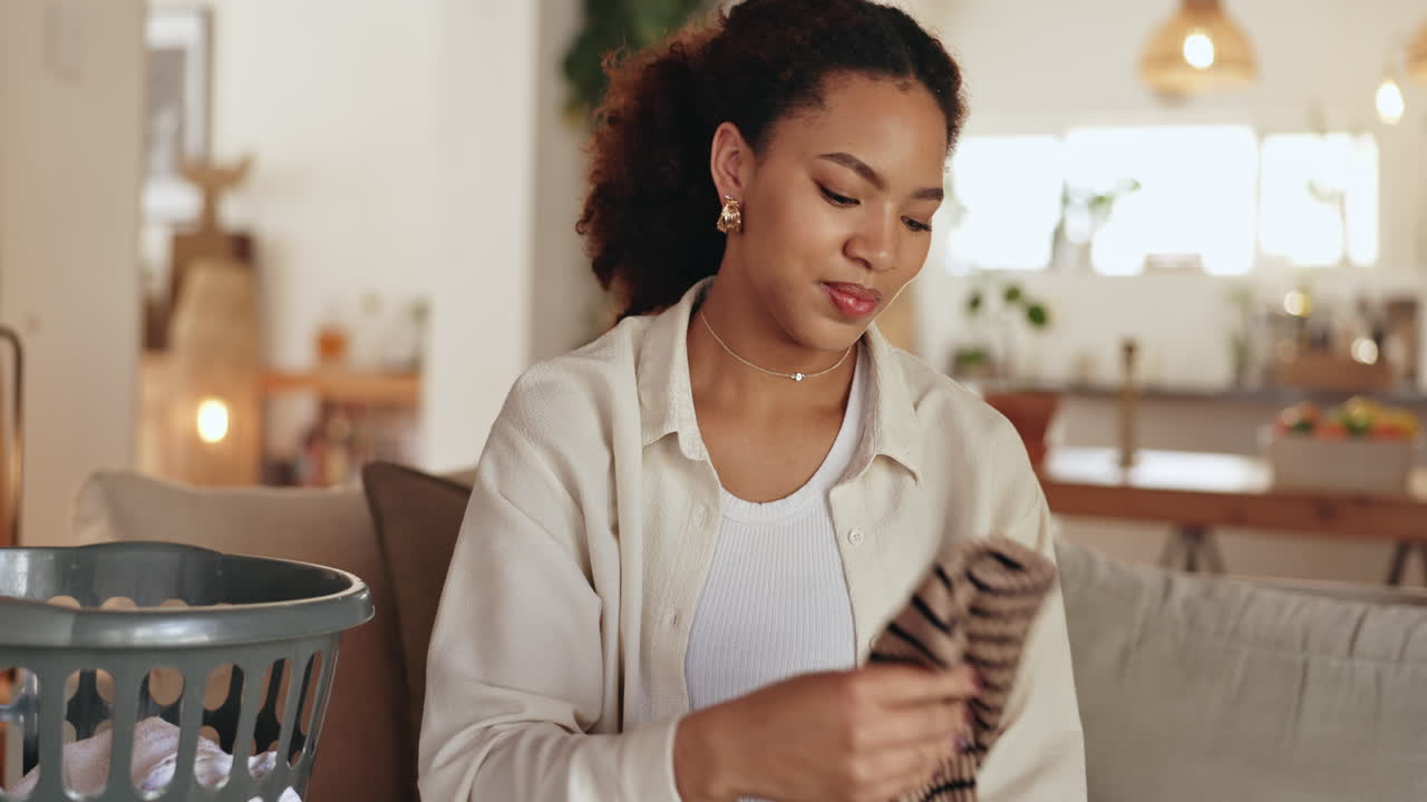 Woman Doing Laundry at Home