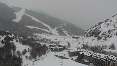 Aerial-views-of-ski-stations,-different-landscapes-and-viewers-in-Andorra-during-the-covid-times