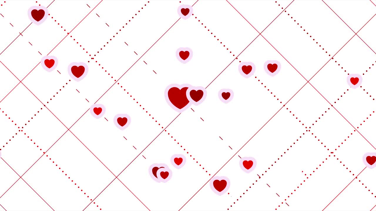 Red hearts abstract St Valentines Day video animation