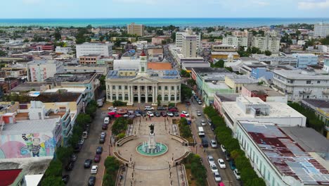 droning towards mayaguez court house in mayaguez puerto rico