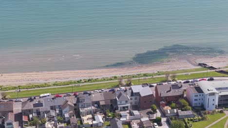 aerial view of residential properties overlooking the beach on skerries coastline
