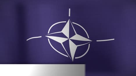 Animation-of-globe-and-breaking-news-over-flag-of-nato