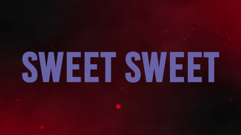 animation of sweet text over shapes on red background
