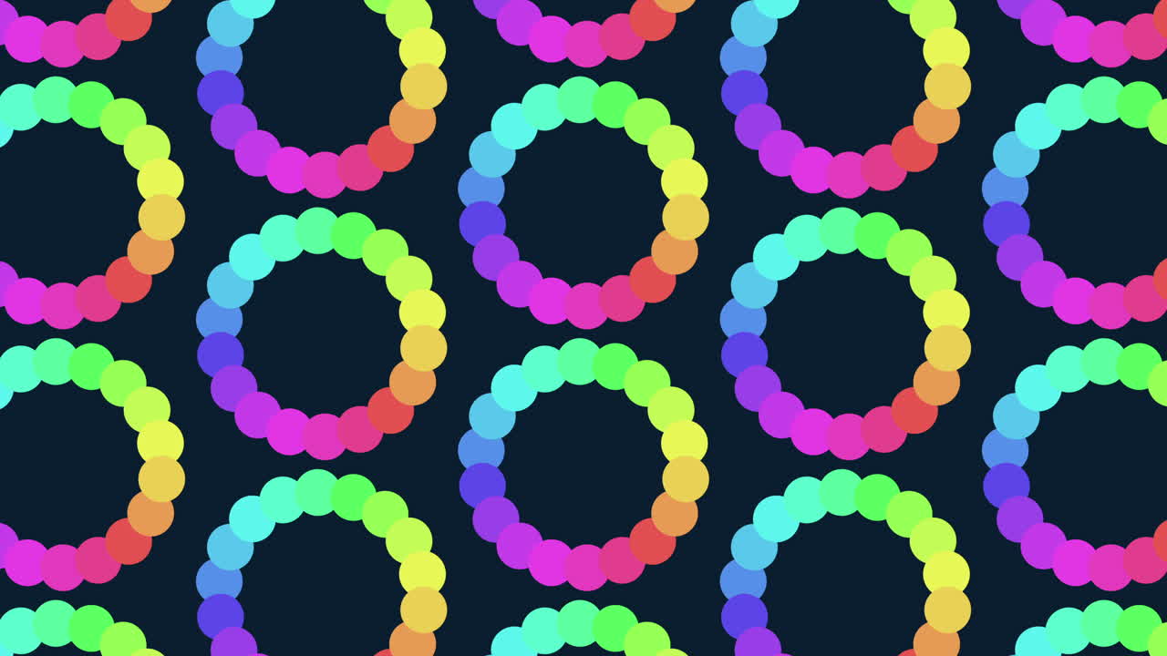 círculos flotantes vibrantes un patrón repetitivo lúdico y colorido en un fondo negro