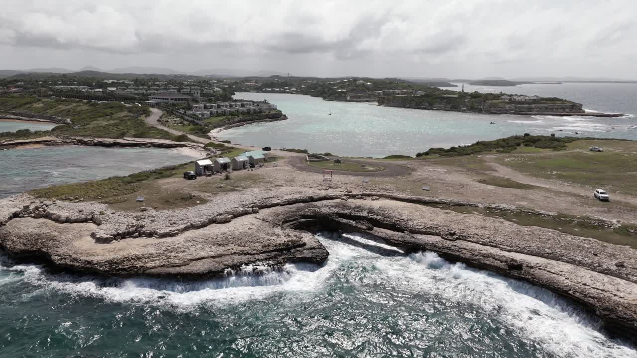 Aerial View Over Devil's Bridge In Antigua And Barbuda - Drone Shot