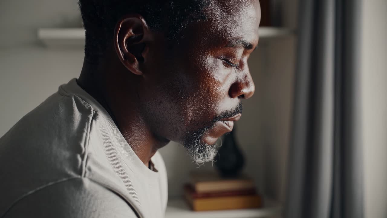 Profile of a Man Looking Down