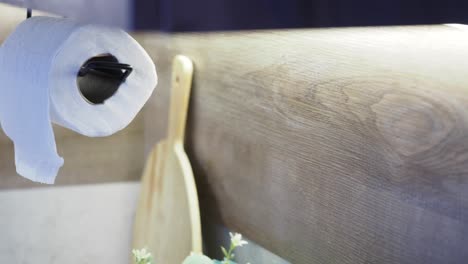 paper towel roll hanging in kitchen
