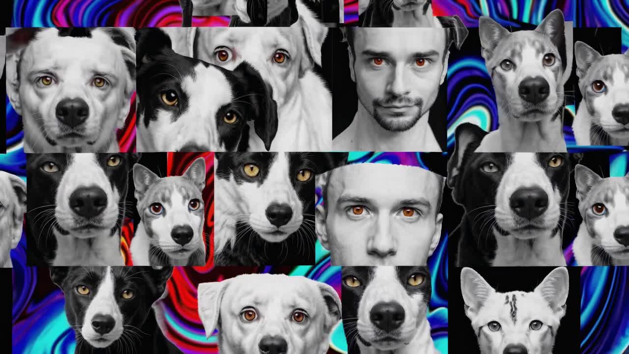 collage de perros y humanos