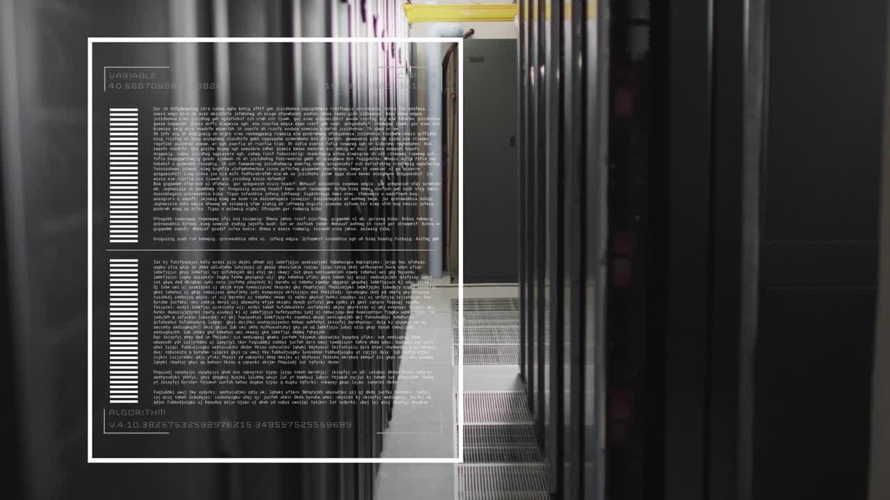 animación de pantallas con lenguaje de programación que se mueve sobre bastidores de servidores de datos