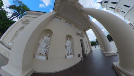 panoramic view of vilnius cathedral facade with statues