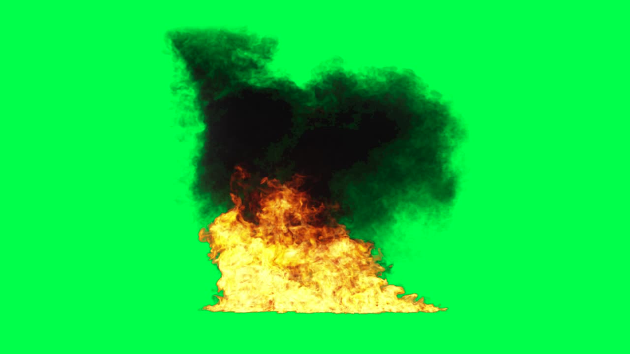explosión de fuego y humo en pantalla verde