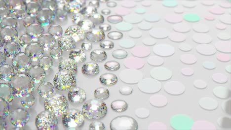 las burbujas de diamante se inflan y estallan en la superficie manchada. color púrpura blanco. ondas. animación 3d de bucle sin costuras
