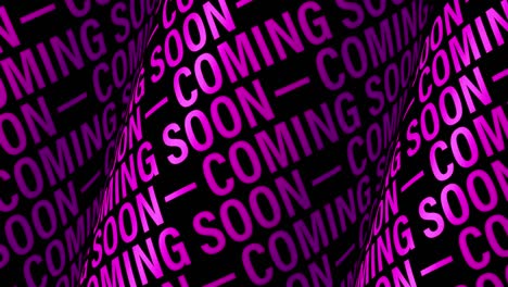 dentro de poco la animación 3d magenta púrpura índigo tubo de texto animación de bucle sin costuras en fondo negro. fondo de bucle 4k para tráiler de película, teaser de música, video de introducción, outro, promoción de espectáculo.