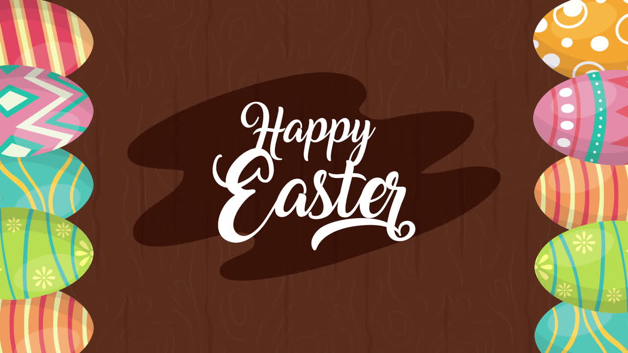 buona pasqua carta animata con lettere e uova dipinte