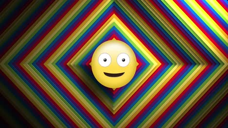 animation of social media smiling emoji icon over rainbow shape