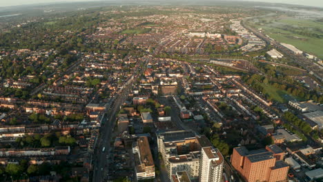 aerial shot over west reading town uk