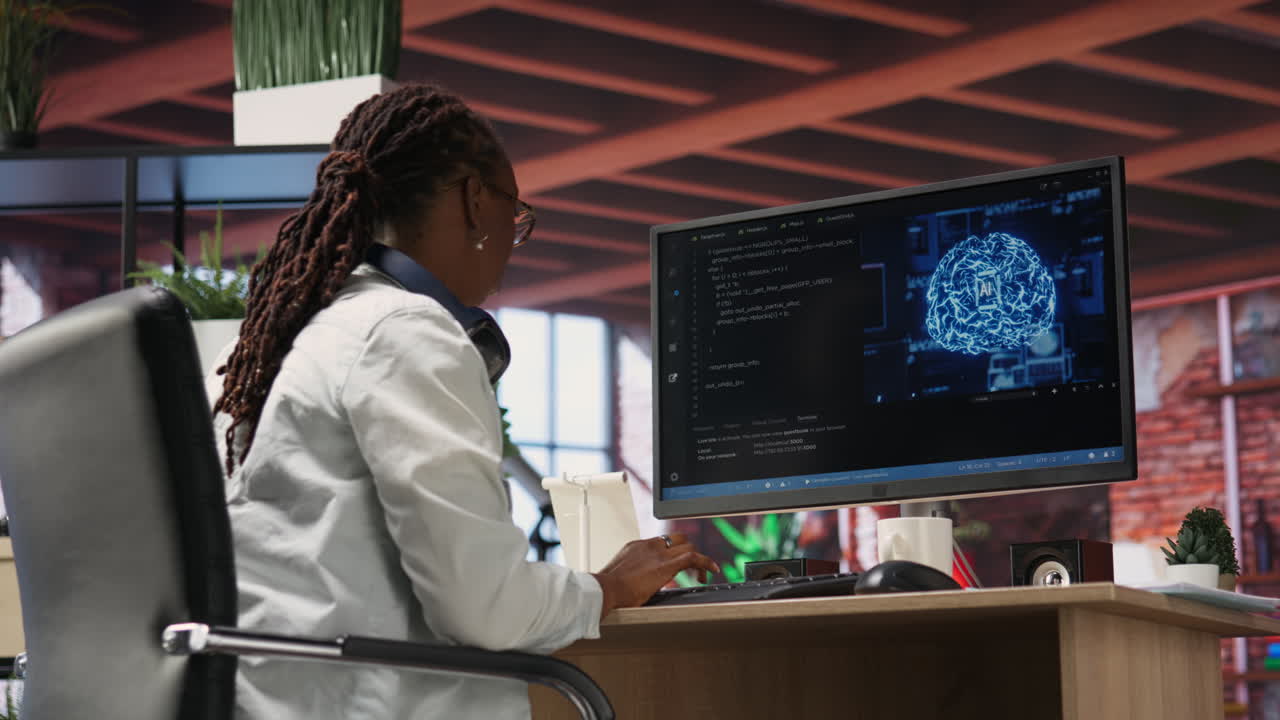 Teleworking programmer using computer for artificial intelligence computing