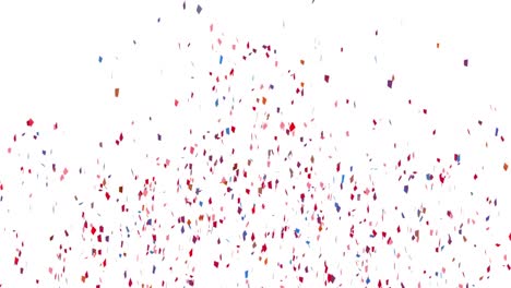 animation of multi coloured confetti falling over white background