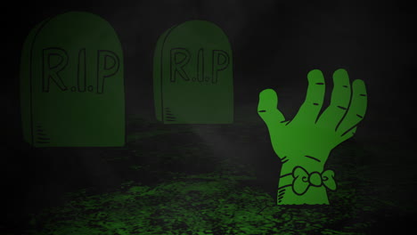 Halloween-background-animation-with-hand-in-cemetery-2