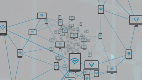 animation of network of connections with icons