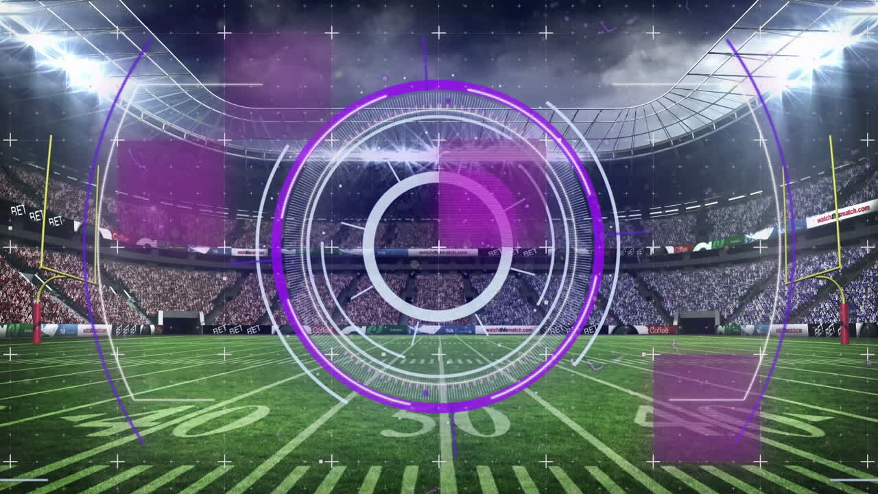 Animation of data processing over sports stadium