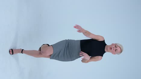 vertical stories, female model dancing in a studio