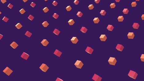 Animación-De-Cuadrados-Naranjas-Sobre-Fondo-Morado