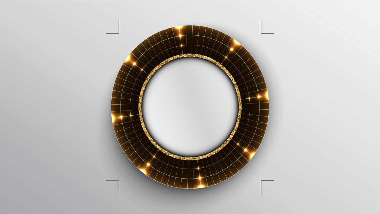 Abstract shiny neon yellow round target radar disk