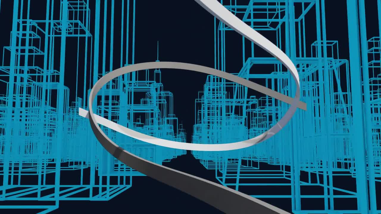 검은 바탕에 나타나는 파란색 윤 ⁇ 의 건물