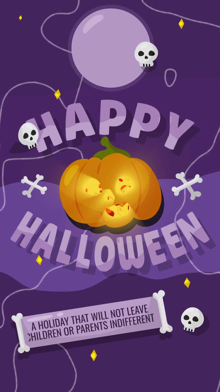 Biglietto di auguri animato di Buon Halloween con Jack-o'-lantern