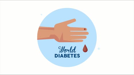 world diabetes day lettering with hand and blood drop