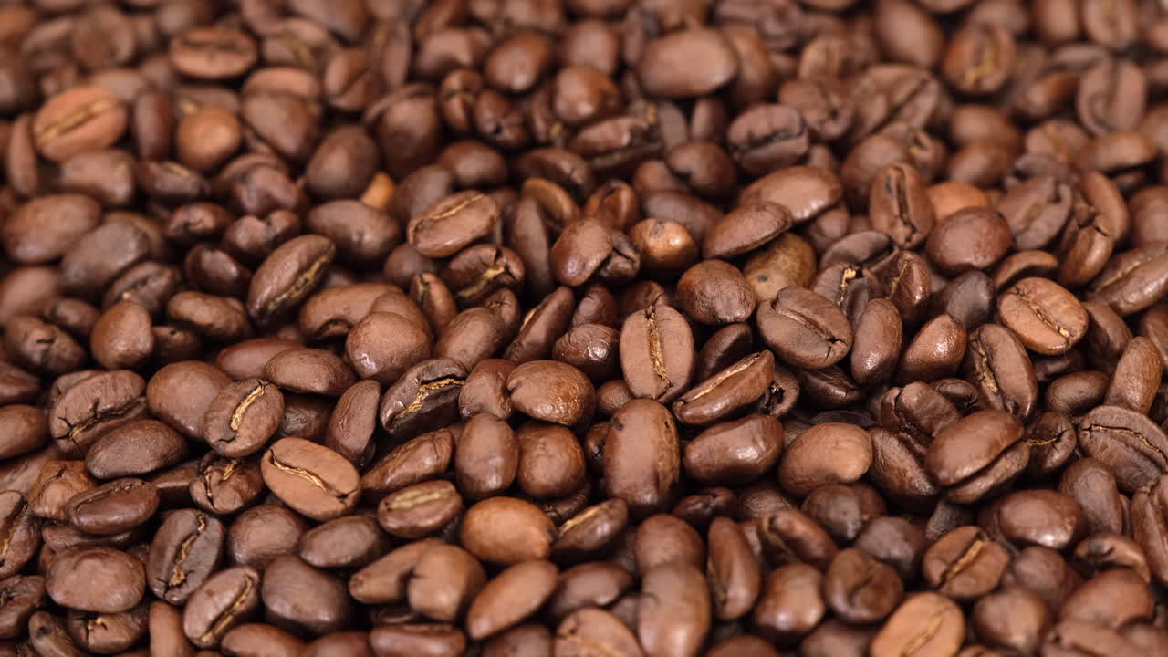Coffee beans roasted  arabica rotating